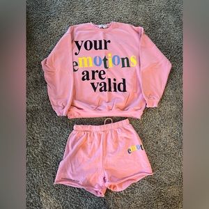 The Mayfair Group “Your Emotions Are Valid” Sweatshirt and Shorts Set